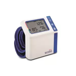 Tensiometru digital automat pentru incheietura, ultra-subtire, 2x50 memorii, indicator OMS, detectie aritmii, SCALA SC7130 - 