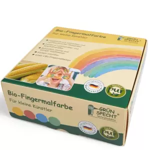 Set 4 culori vopsea organica pentru degete, pentru copii, 2 ani+, pentru pictat direct cu palma sau talpa, Gruenspecht 691-00 - 