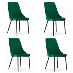 Set 4 scaune stil scandinav, Mercaton, Imola, catifea, metal, verde, 48.5x61x93.5 cm - Set 4 scaune stil scandinav, Artool, Imola, catifea, metal, verde, 48.5x61x93.5 cm  Caracteristici: Se disting printr-un sezut moale, matlasat, care asigura confortul. Tapiteria din catifea cu tesatura ofera un look elegant si este foarte fina la atingere.Picioarele inalte si solide din metal sunt responsabile de stabilitatea perfecta si de rezistenta in timp.Scaunele se vor integra intr-un ambient cu decor modern, fie ca vorbim despre o zona de asteptare, un living sau chiar o bucatarie.De asemenea, aceste scaune au o rezistenta sporita la zgarieturi sau deterioriari, astfel ca sunt potrivite in orice casa, inclusiv cele in care exista animale de companie. Specificatii: Material sezut: catifeaMaterial picioare: metalCuloare: verdeLatime: 48.5 cmAdancime: 61 cmInaltime: 93.5 cmInaltime sezut: 49.5 cmAdancime sezut: 46 cmLatime sezut: 46 cmInaltime spatar: 44 cmGreutate maxima suportata: 120 kgGreutatea unui scaun: 5.2 kg