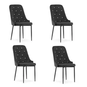 Set 4 scaune stil scandinav, Mercaton, Amore, catifea, metal, negru, 48x56x93 cm - 