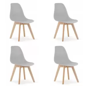 Set 4 scaune stil scandinav, Mercaton, Kito, PP, lemn, gri, 46x54.5x80 cm - 