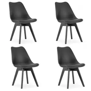 Set 4 scaune stil scandinav, Mercaton, Mark, PP, lemn, negru, 49x55.5x82.5 cm - 