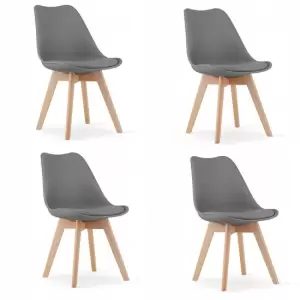 Set 4 scaune stil scandinav, Mercaton, Mark, PP, lemn, grafit, 49x43x82 cm - 