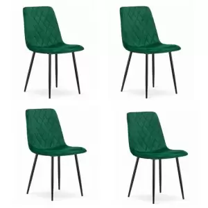 Set 4 scaune stil scandinav, Mercaton, Turin, catifea, metal, verde si negru, 44.5x53x88.5 cm - <p>Set 4 scaune stil scandinav, Artool, Turin, catifea, metal, verde si negru, 44.5x53x88.5 cm Caracteristici: Se distinge printr-un sezut moale, matlasat, care asigura confortul. Tapiteria din catifea cu tesatura ofera un look elegant si este foarte fina la atingere.Picioarele inalte si solide din metal sunt responsabile de stabilitatea perfecta si de rezistenta in timp.Scaunul se va integra intr-un ambient cu decor modern, fie ca vorbim despre o zona de asteptare, un living sau chiar o bucatarie.De asemenea, acest scaun are o rezistenta sporita la zgarieturi sau deterioriari, astfel ca este potrivit in orice casa, inclusiv cele in care exista animale de companie. Specificatii: Material sezut: catifeaMaterial picioare: metalCuloare: verdeLatime: 44.5 cmAdancime: 53 cmInaltime: 88.5 cmInaltime sezut: 48.5 cmAdancime sezut: 40 cmLatime sezut: 44.5 cmInaltime spatar: 40 cmGreutate: 4.2 kgGreutate maxima suportata: 120 kg</p>