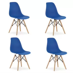 Set 4 scaune stil scandinav, Mercaton, Osaka, PP, lemn, albastru si natur, 46x54x81 cm - <p>Set 4 scaune stil scandinav, Artool, Osaka, PP, lemn, albastru si natur, 46x54x81 cm Caracteristici: Acest model de scaun combina confortul cu un design unic si un aspect deosebit.Se integreaza perfect in stilurile glamour, modern sau clasic, fiind potrivit atat pentru birou, cat si pentru living, bucatarie sau curte.Picioarele fabricate din lemn de fag asigura stabilitate si durabilitate.Materialele din care sunt produse scaunele nu se deterioreaza in contact cu apa, grasimi, lapte sau ulei.Are o greutate mica, fiind usor de transportat sau mutat.Se poate curata cu usurinta (inclusiv petele foarte rezistente de vin sau ulei).Asamblarea si dezasamblarea se face rapid si fara prea mult efort, respectand instructiunile. Specificatii: Lungime: 46 cmLatime: 54 cmInaltime: 81 cmAdancime sezut: 41 cmInaltime spatar: 37 cmInaltime sezut: 44 cmMaterial sezut: polipropilenaMaterial picioare: lemn de fagSarcina maxima: 120 g</p>
