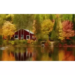 Toamna, Casuta pe malul lacului, 80 x 50 cm, Rama lemn, Multicolor - <p>Tablou Canvas,Toamna, Casuta pe malul lacului, 80 x 50 cm, Rama lemn, Multicolor</p>