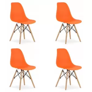 Scaun stil scandinav,  , Osaka, PP, lemn, portocaliu si natur, 46x54x81 cm - <p>Set 4 scaune stil scandinav, , Osaka, PP, lemn, portocaliu si natur, 46x54x81 cmCaracteristici:Acest model de scaun combina confortul cu un design unic si un aspect deosebit.Se integreaza perfect in stilurile glamour, modern sau clasic, fiind potrivit atat pentru birou, cat si pentru living, bucatarie sau curte.Picioarele fabricate din lemn de fag asigura stabilitate si durabilitate.Materialele din care sunt produse scaunele nu se deterioreaza in contact cu apa, grasimi, lapte sau ulei.Sunt foarte usoare, fiind usor de transportat sau mutat.Se pot curata cu usurinta (inclusiv petele foarte rezistente de vin sau ulei).Asamblarea si dezasamblarea se face rapid si fara prea mult efort, respectand instructiunile.Specificatii:Lungime: 46 cmLatime: 54 cmInaltime: 81 cmAdancime sezut: 41 cmInaltime spatar: 37 cmInaltime sezut: 44 cmMaterial sezut: polipropilenaMaterial picioare: lemn de fagSarcina maxima: 120 g</p>