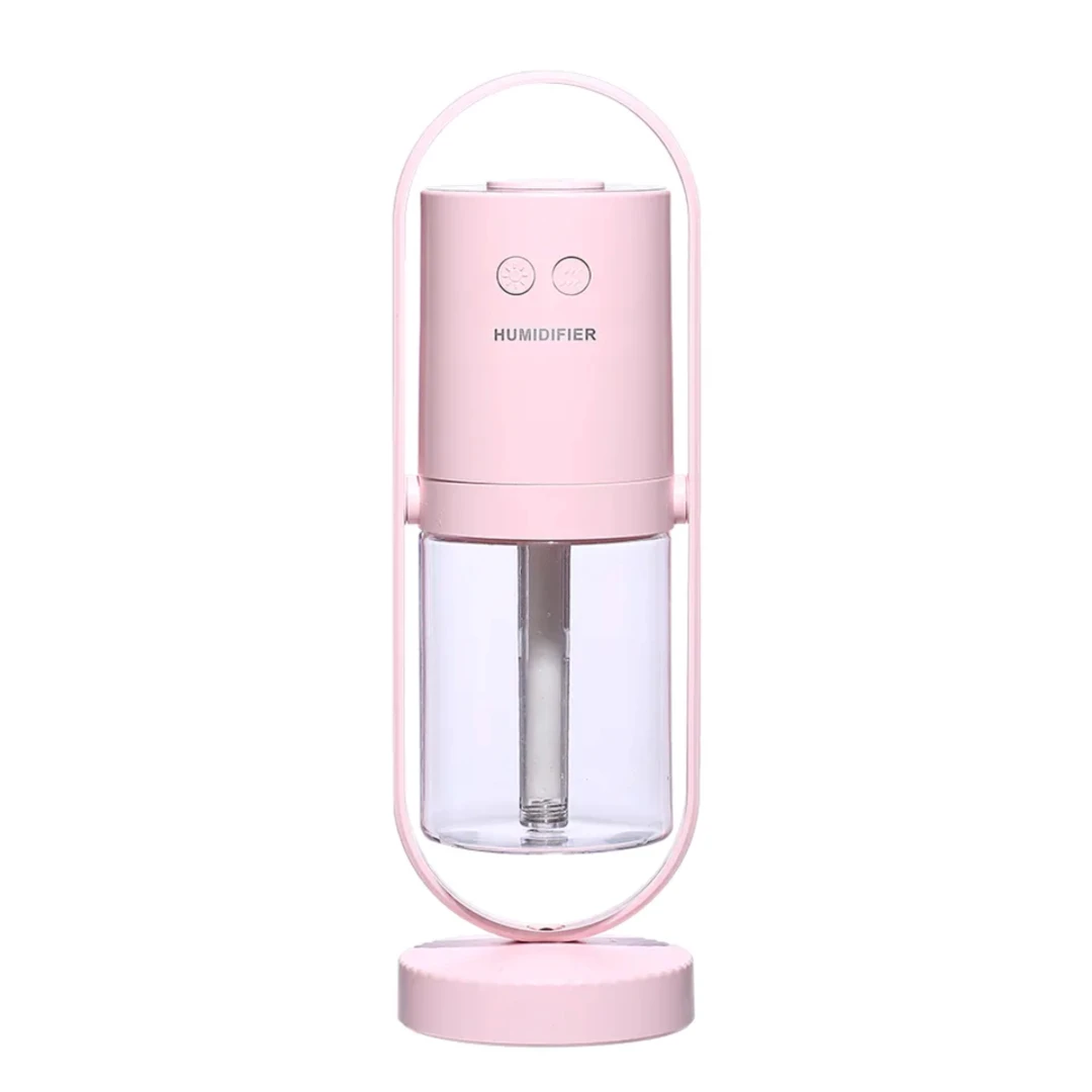 Umidificator KInscoter purificator aer, ultrasunete, lumini led colorate, ionizator, rotatie 360 grade, 200 ml,roz - 