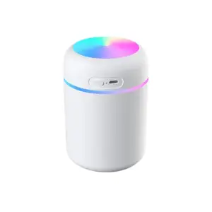 Mini Umidificator de aer cu difuzor aromaterapie si lumini LED camera si masina auto, portabil, USB, rezervor 300ml, 2 moduri de functionare ,culoare gri - 