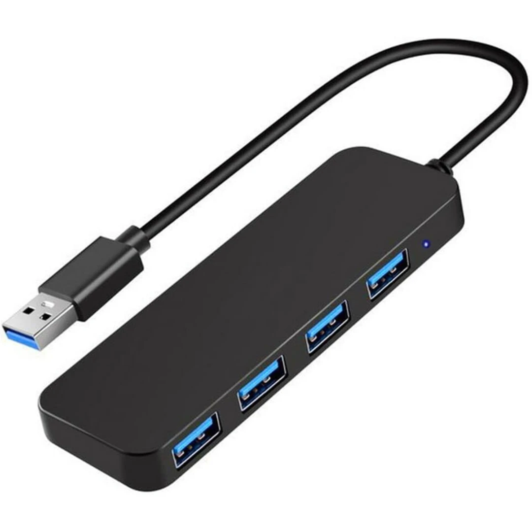 Hub USB 3.0 5 Gbps cu 4 porturi pentru laptop, Xbox, unitate flash, HDD, consola, imprimanta, camera, tastatura, mouse, negru - 