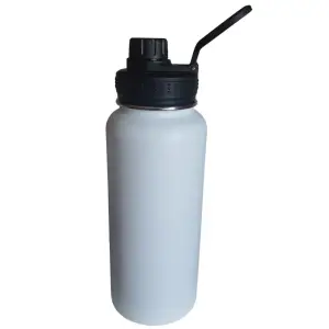 Sticla termoizolanta sport,drumetii,parcuri, perete dublu, 945 ml, fara condens,  KARRY VESSEL, otel inoxidabil, alb - 