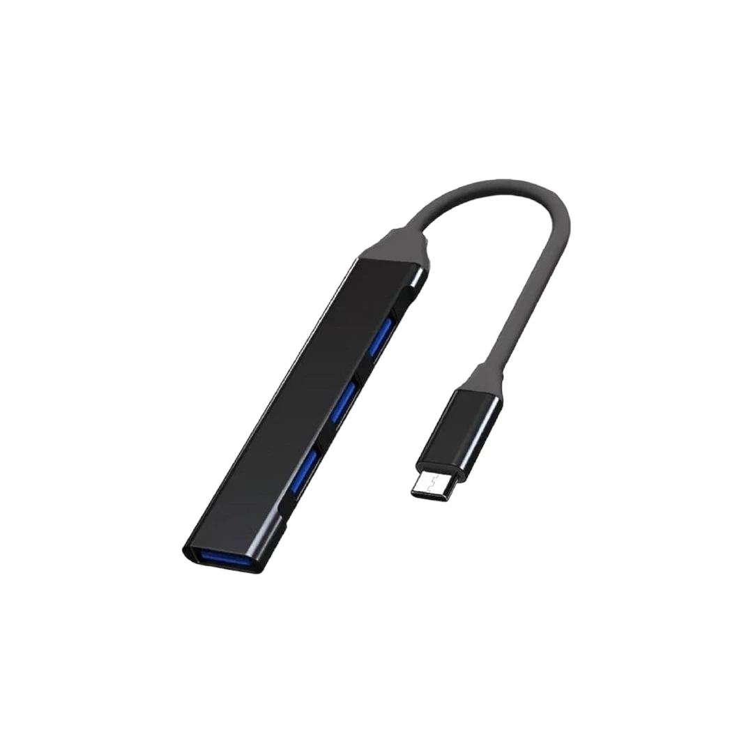USB tip C portabil 4 in 1, pentru masina, multiport, compatibil cu dispozitive MacBook Air, Huawei, Lenovo, culoare negru, usor de transportat, incarcare rapida - 
