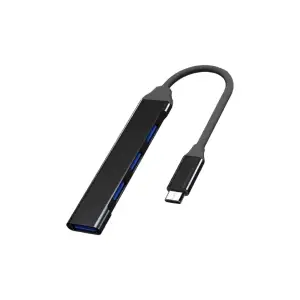 USB tip C portabil 4 in 1, pentru masina, multiport, compatibil cu dispozitive MacBook Air, Huawei, Lenovo, culoare negru, usor de transportat, incarcare rapida - 