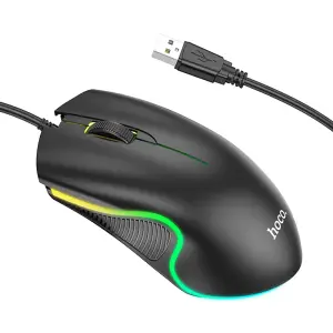 Mouse cu Fir USB, Lumini RGB, 1.4m, 1000 DPI Hoco (GM19) Negru - 