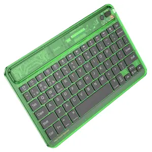 Tastatura Wireless Bluetooth, 500mAh Hoco Transparent Discovery Edition (S55) Verde - 