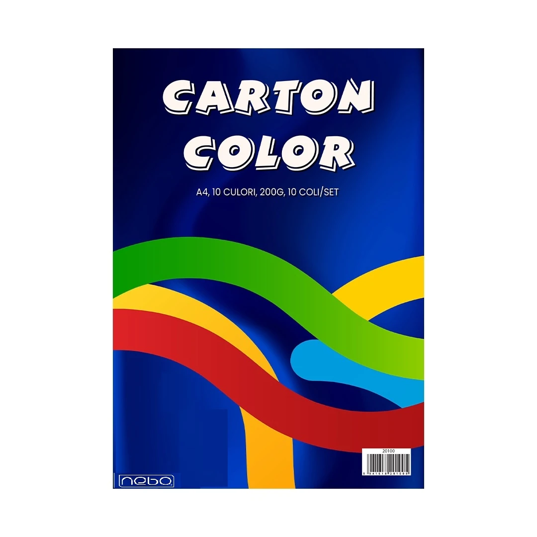 Carton Color A4, 200g, 10 culori, 10 coli/set , 7Toys - 
