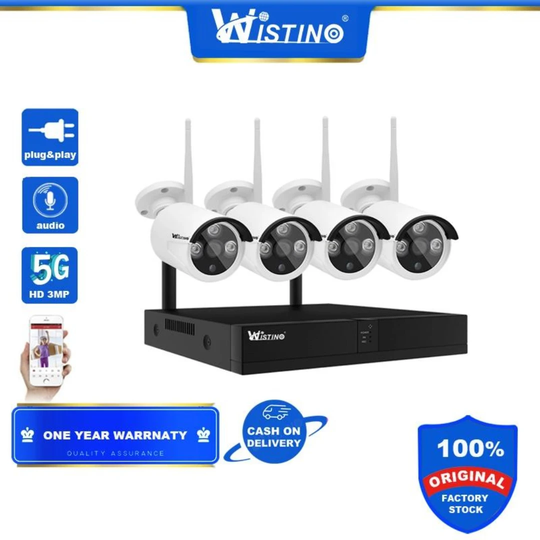 Sistem de Supraveghere Profesional CCTV 4 Canale 1080P 2MP Wireless NVR IR 30m pentru Interior/Exterior - Iti prezentam un sistem de supraveghere cu 4 camere pentru inregistrare video.
