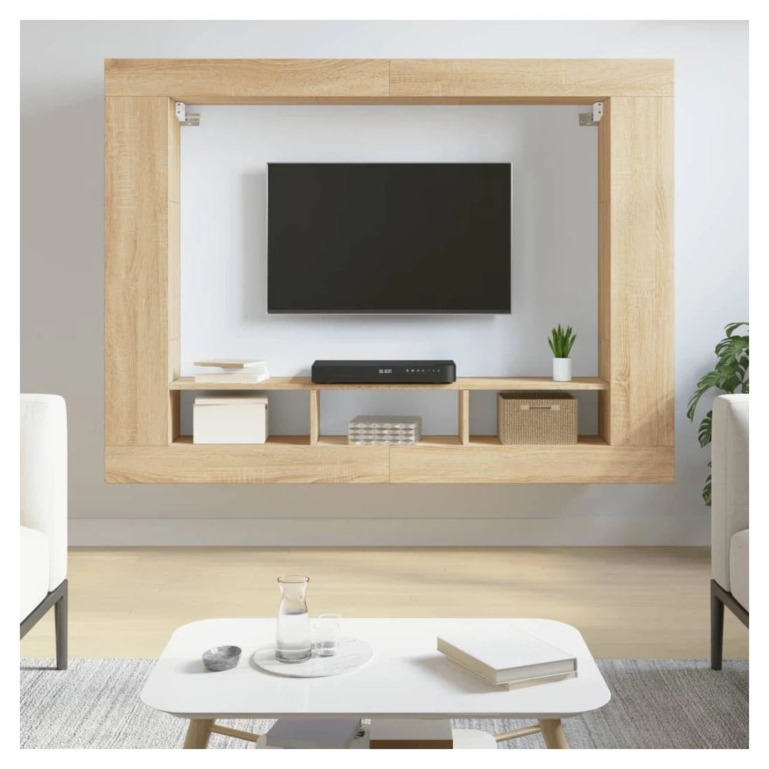 Comodă TV, stejar sonoma, 152x22x113 cm, lemn compozit - Având un design modern, dar practic, această comodă TV robustă va fi un punct de atracție central al camerei dvs. Material durabil: Lemnul prelucrat e...