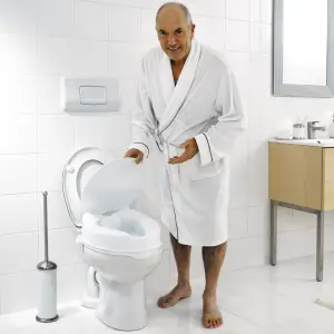 RIDDER Scaun de toaletă cu capac, alb, 150 kg, A0071001 - Acest scaun de toaletă înălțat cu capac, Premium de la RIDDER, va facilita șederea și ridicarea de pe toaletă pentru persoanele cu mobilitate redusă....