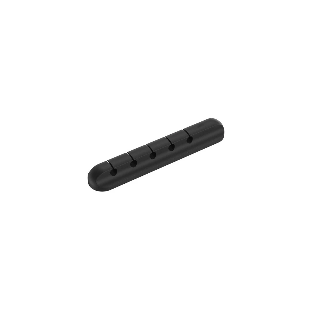 Suport cablu cu 5 orificii, organizator autoadeziv din silicon, 11.5 cm, negru - 