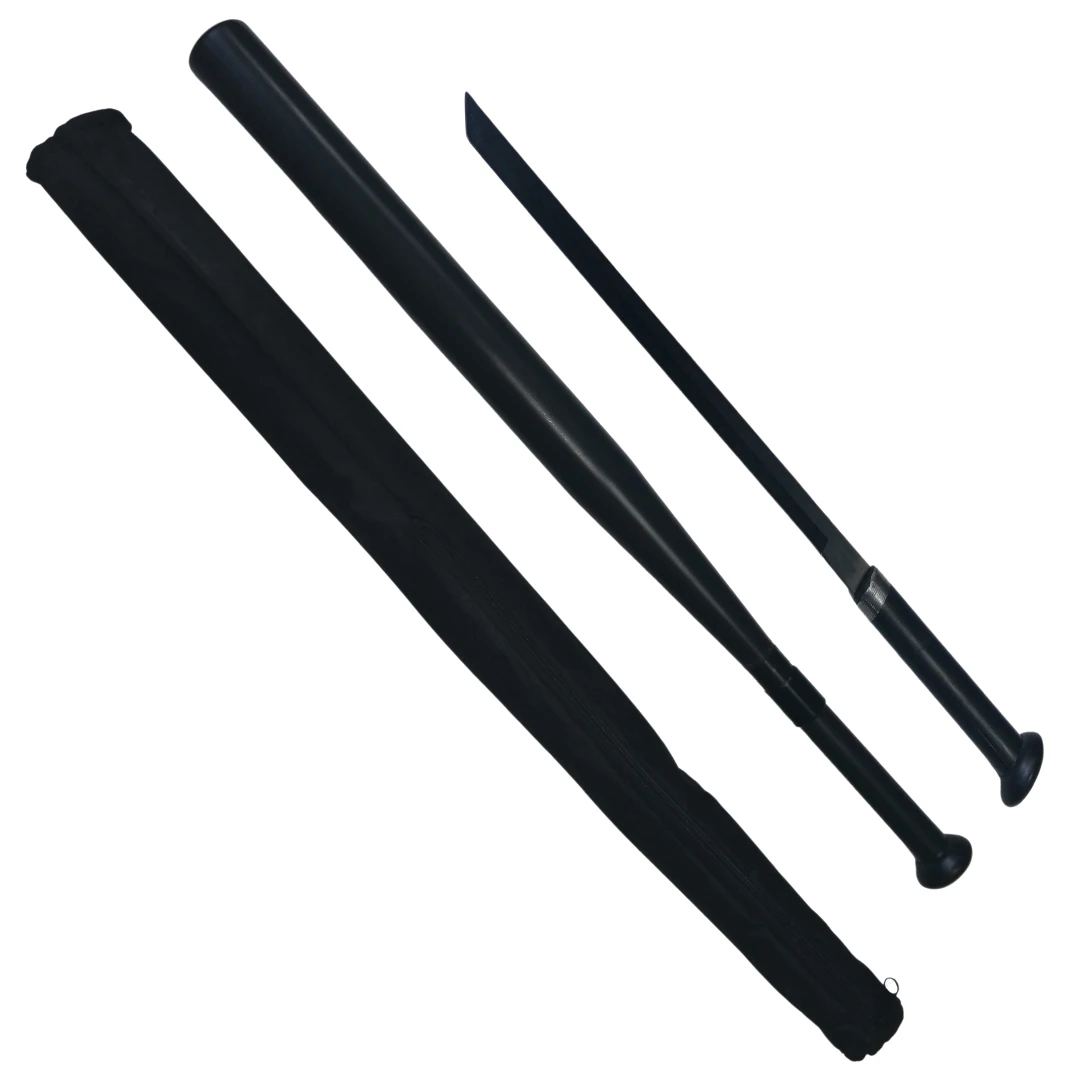 Bata baseball IdeallStore®, full metal, maner detasabil, 70 cm, negru, teaca inclusa - 