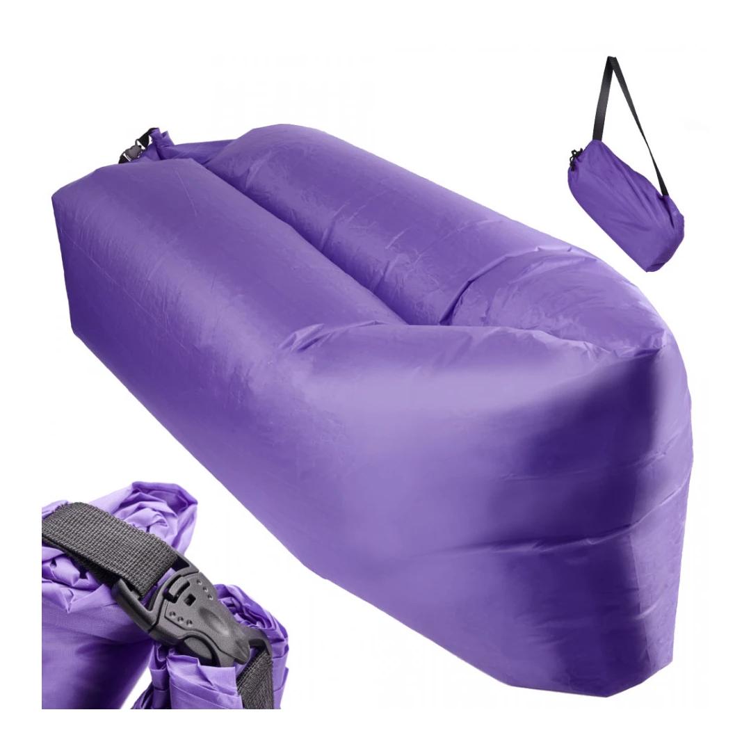 Saltea Autogonflabila "Lazy Bag" tip sezlong, 230 x 70cm, culoare Violet, - 