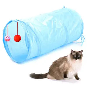 Jucarie pentru pisica de tip Tunel, lungime 50 cm, culoare albastru - 