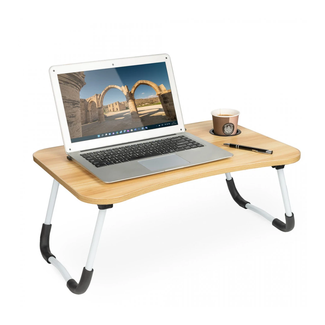 Masa pentru Laptop plianta din MDF, dimensiune 60 x 39,5 cm, cu suport pahar si - 