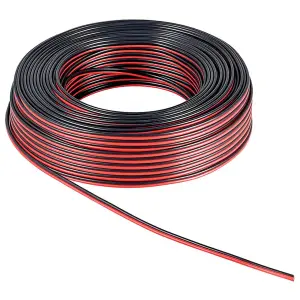 Rola cablu pentru boxe, 2 x 1.5 mm, lungime 10m, culoare rosu/transparent - 