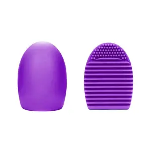 Brush Egg - Accesoriu din silicon pentru curatarea pensulelor de machiaj, Culoarea Mov - 