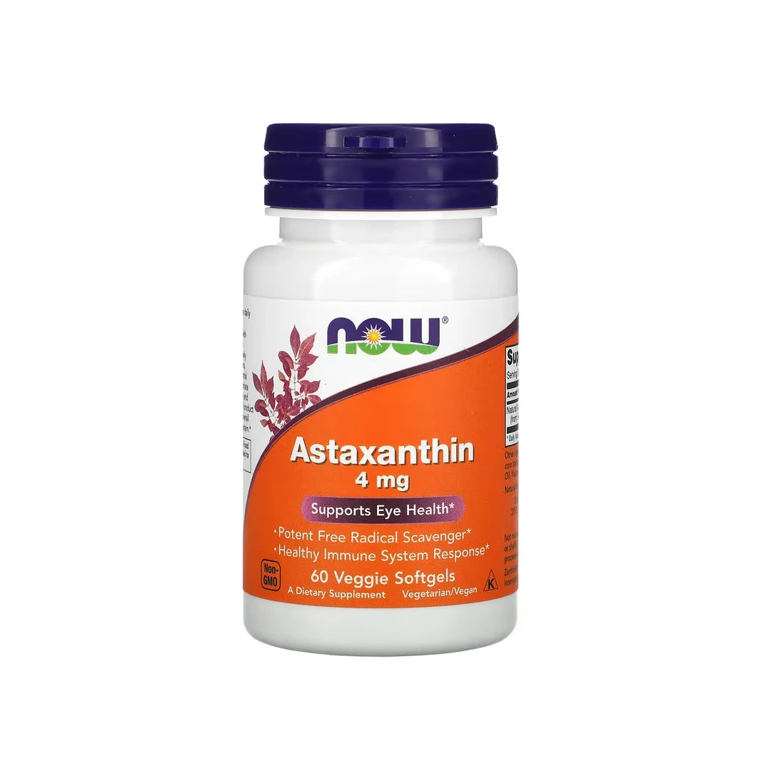 NOW Foods, Astaxanthin, 4 mg, 60 capsule vegetariene - 