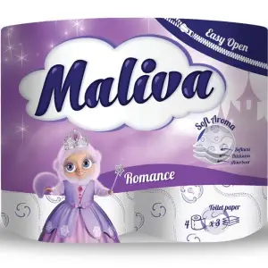 Hartie igienica parfumată MALIVA Romance 4 buc, 3 straturi - 