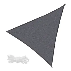 Copertina parasolar, Springos, triunghiulara, cu sfori pentru montare, geanta, inele metalice, gri inchis, 7x5x5 m - 
