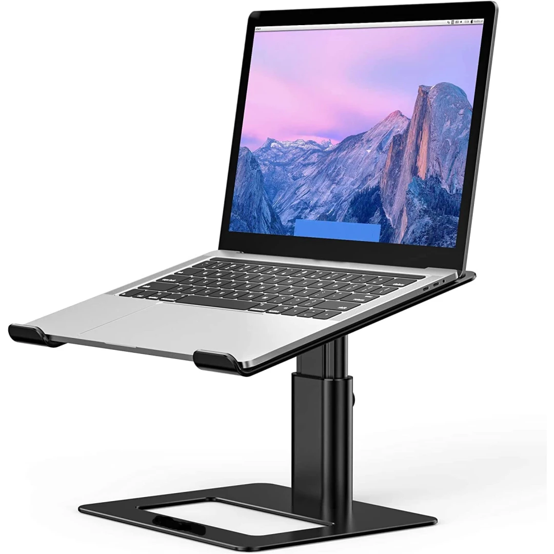 Stand laptop fabricat din aluminiu, ergonomic, portabil, compatibil cu laptopuri de la 10 la 15.6 inch, reglabil, Negru - 