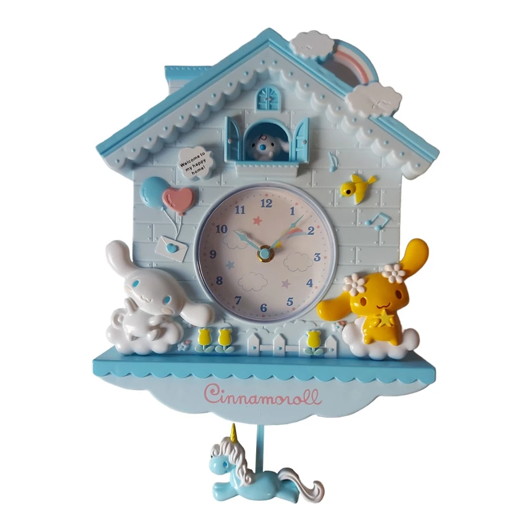 Ceas de perete cu pendul  in forma de Casuta pentru copii, Albastru, 30 cm, MHT620 - 