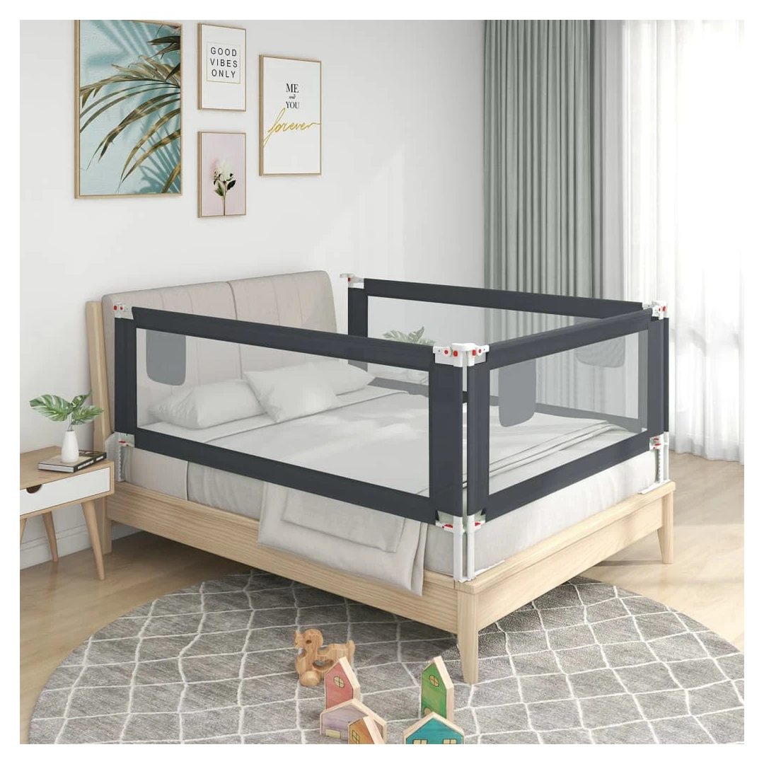 Balustradă de protecție pat copii, gri închis, 90x25 cm, textil - Această balustradă de pat oferă o protecție optimă împotriva căderii și asigură vise dulci pentru micuțul dvs. Fabricată din țesătură de poliester lav...