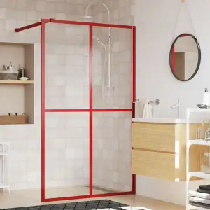 Paravan de duș walk-in, roșu, 140x195cm sticlă ESG transparentă - Aduceți un aspect proaspăt în estetica băii dumneavoastră, cu acest perete de duș walk-in modern, cu sticlă ESG! Material premium: Paravanul de duș es...