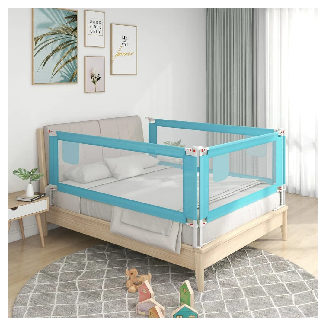 Balustradă de protecție pat copii, albastru, 190x25 cm, textil - Această balustradă de pat oferă o protecție optimă împotriva căderii și asigură vise dulci pentru micuțul dvs. Fabricată din țesătură de poliester lav...