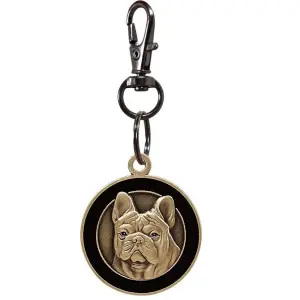 Medalion personalizat, bulldog, gravat cu numele, numarul de telefon si adresa 3 cm - 