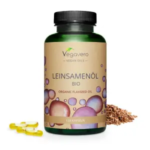 Vegavero Organic Flaxseed Oil 500 mg, 120 Capsule (Ulei din seminte de in) - 