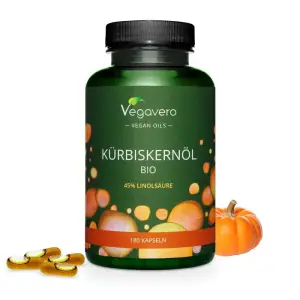 Vegavero Organic Pumpkin Seed Oil 500mg, 180 Capsule (Ulei din seminte de dovleac) - 