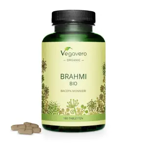 Vegavero Organic Bacopa Monnieri Brahmi, 750mg, 180 Tablete - 