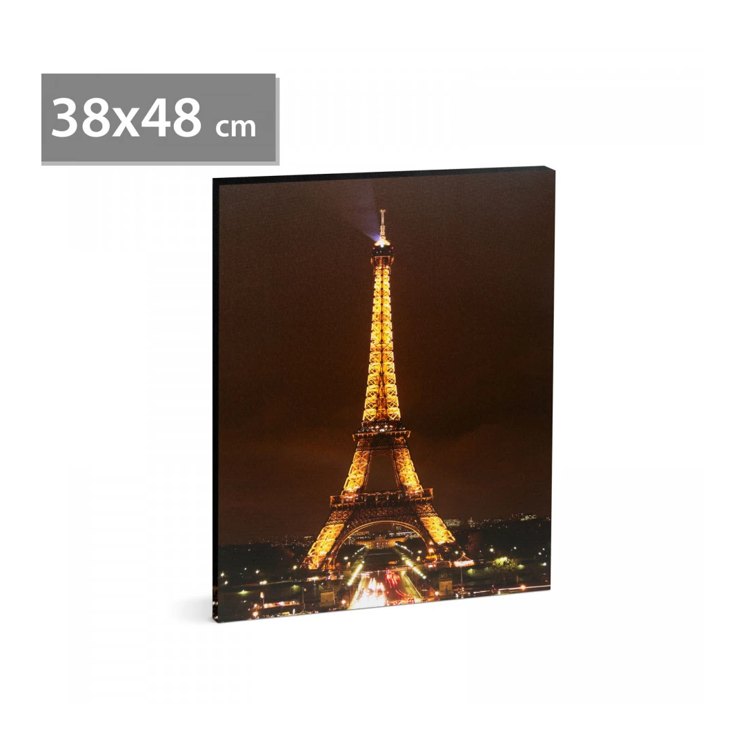 Tablou decorativ cu LED - „Turnul Eiffel” - 2 x AA, 38 x 48 cm - 
