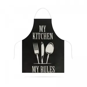 Șorț de bucătărie - 68 x 52 cm - My kitchen, My rules! (negru) - 