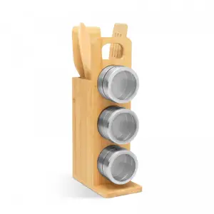 Raft magnetic pentru condimente - set de scule din bambus - 7 piese - 80 x 135 - 