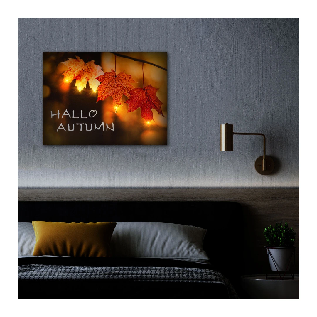 Tablou LED - "Hello Autumn" - 2 x AA, 40 x 30 cm - 