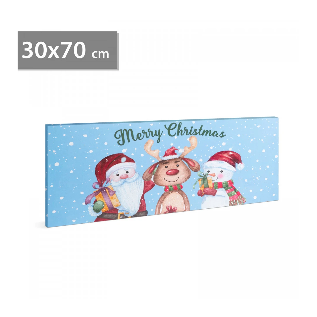 Tablou de Crăciun - LED - cu agățătoare, 2 baterii AA - 70 x 30 cm (58464) - 