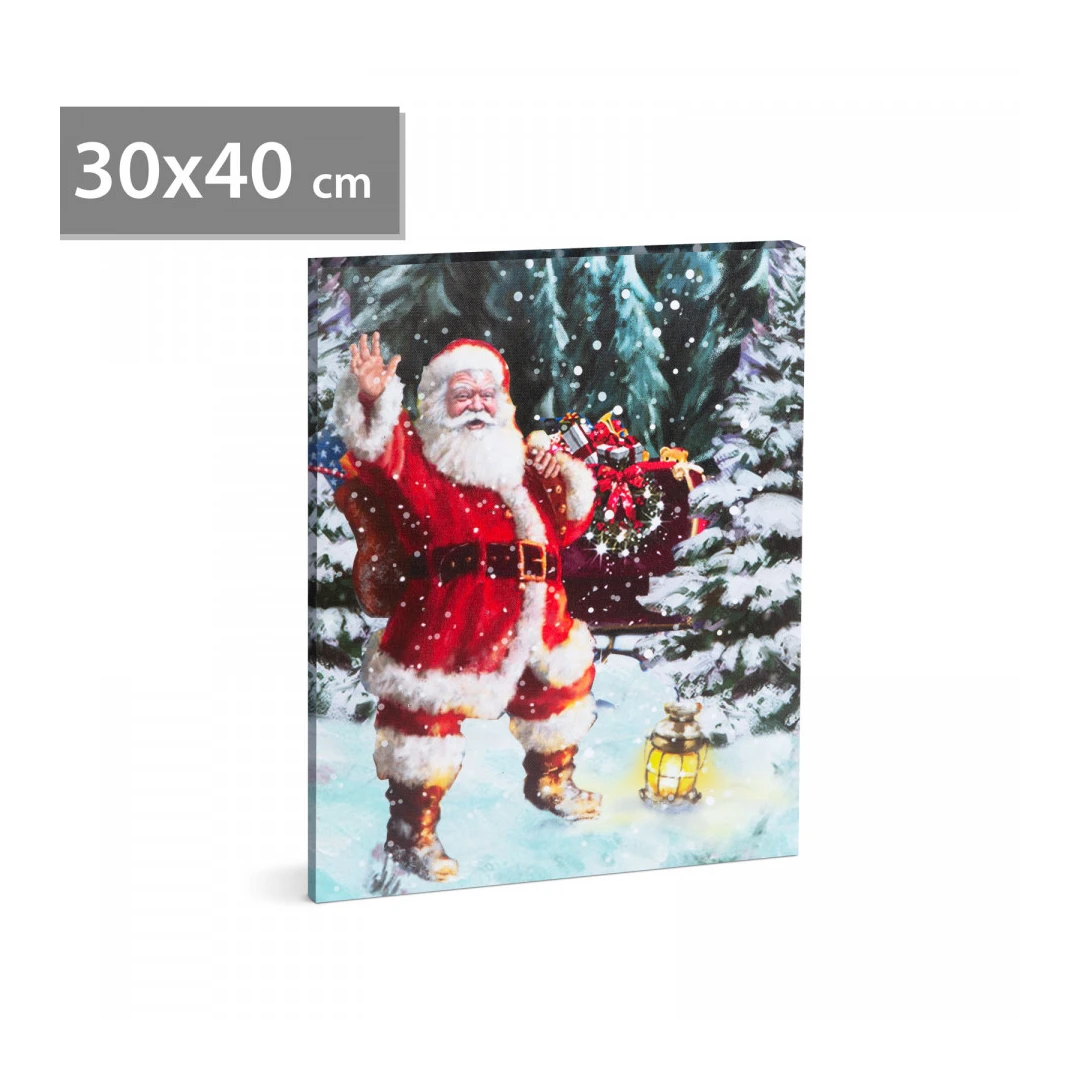 Tablou de Crăciun - LED - cu agățătoare, 2 baterii AA - 30 x 40 cm (58465) - 