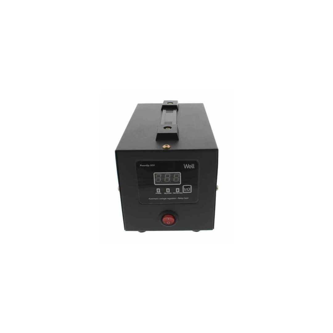 Stabilizator automat de tensiune cu releu 500VA, negru Well - Achizitioneaza stabilizator automat de tensiune cu releu, performant, la oferte de nerefuzat
