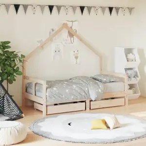 Cadru de pat copii cu sertare, 80x160 cm, lemn masiv pin - Creați un spațiu plin de distracție pentru micuțul dvs. cu acest fantastic cadru de pat din lemn pentru copii! Lemn masiv de pin: Acest cadru de pat p...